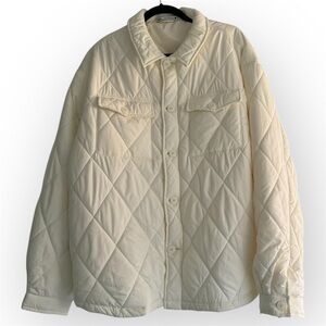 Zara White Cream Puffer Quilted Jacket Shacket Pockets Worn Once
